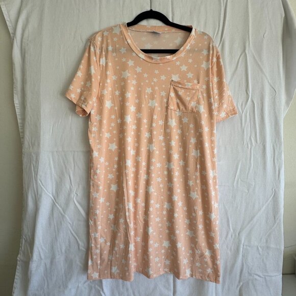 Real Essentials Other - Real Essentials Peach Star Print Nightgown Women’s Size XL